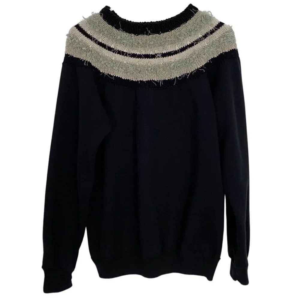 Vintage 90s Pullover Sweater Sweatshirt Womens Medium Handmade Black Oversized